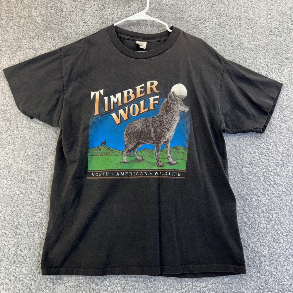 Vintage 90s Timber Wolf T Shirt XL Delta Single Stitch North American Wildlife